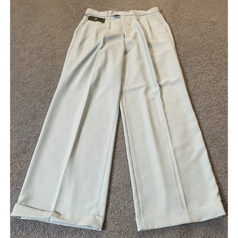NewGen Pleated Dress Pants Men's 32/32 Blue Cuffed Straight Leg Business Party